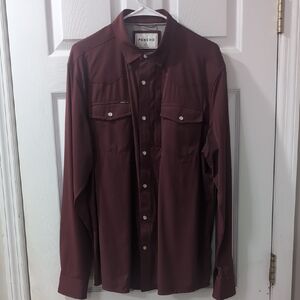 Pancho Size Large Slim Fit Maroon Pearl Button